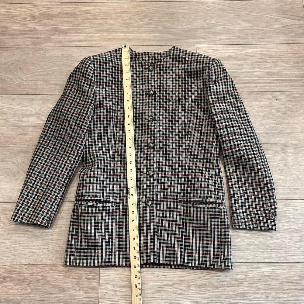 Vintage Wool Plaid Blazer Boxy Women S 90s Old Money Quiet Luxury Academia - Picture 4 of 6